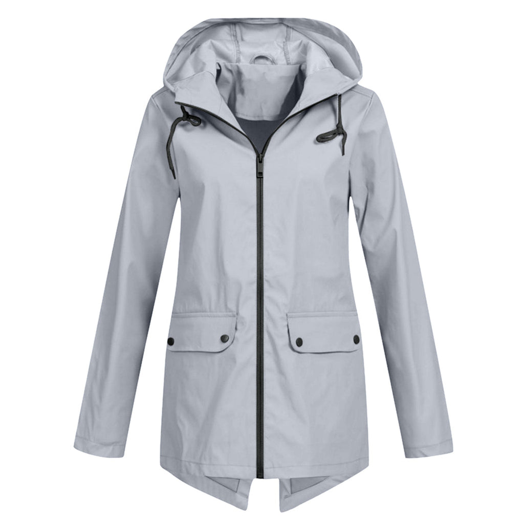 Women's Water-Repellent Zip Jacket with Hood – Lightweight Transitional Coat