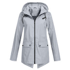 Women's Water-Repellent Zip Jacket with Hood – Lightweight Transitional Coat