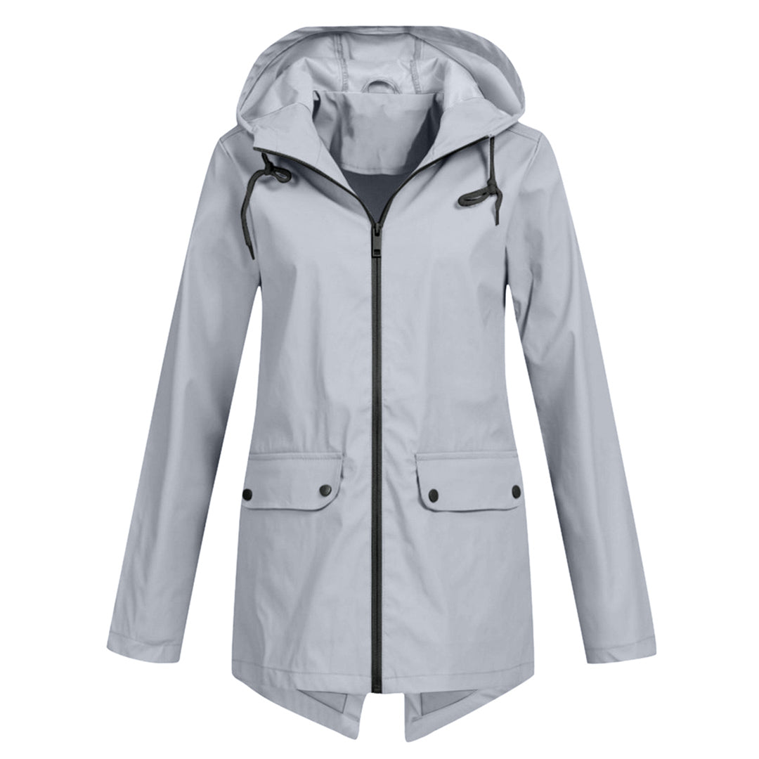 Women's Water-Repellent Zip Jacket with Hood – Lightweight Transitional Coat
