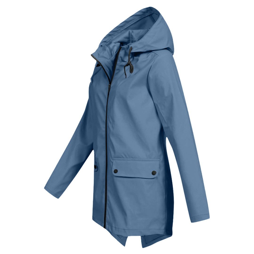Women's Water-Repellent Zip Jacket with Hood – Lightweight Transitional Coat