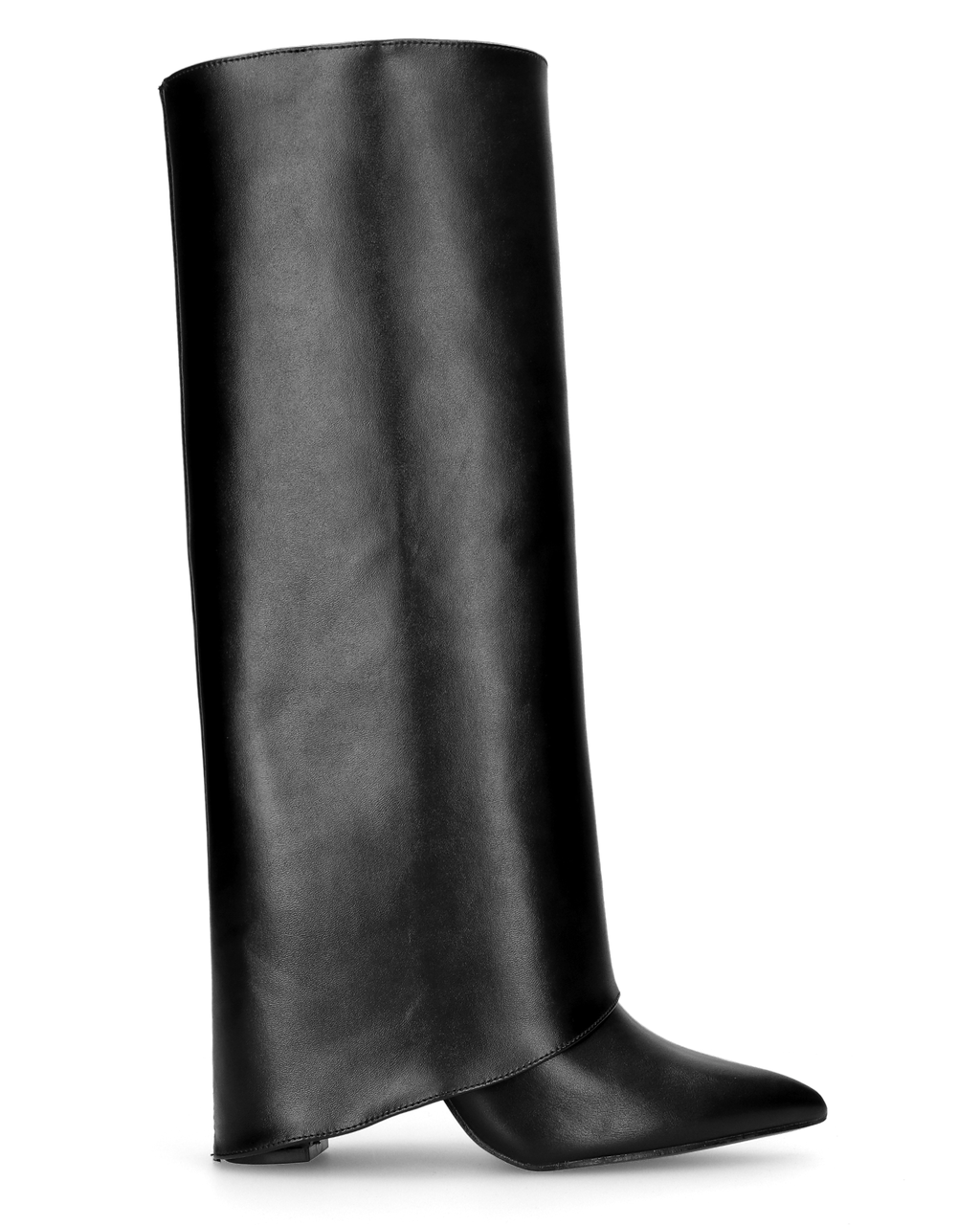 2-in-1 Convertible Knee-High Boots - Black Heeled