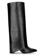 2-in-1 Convertible Knee-High Boots - Black Heeled