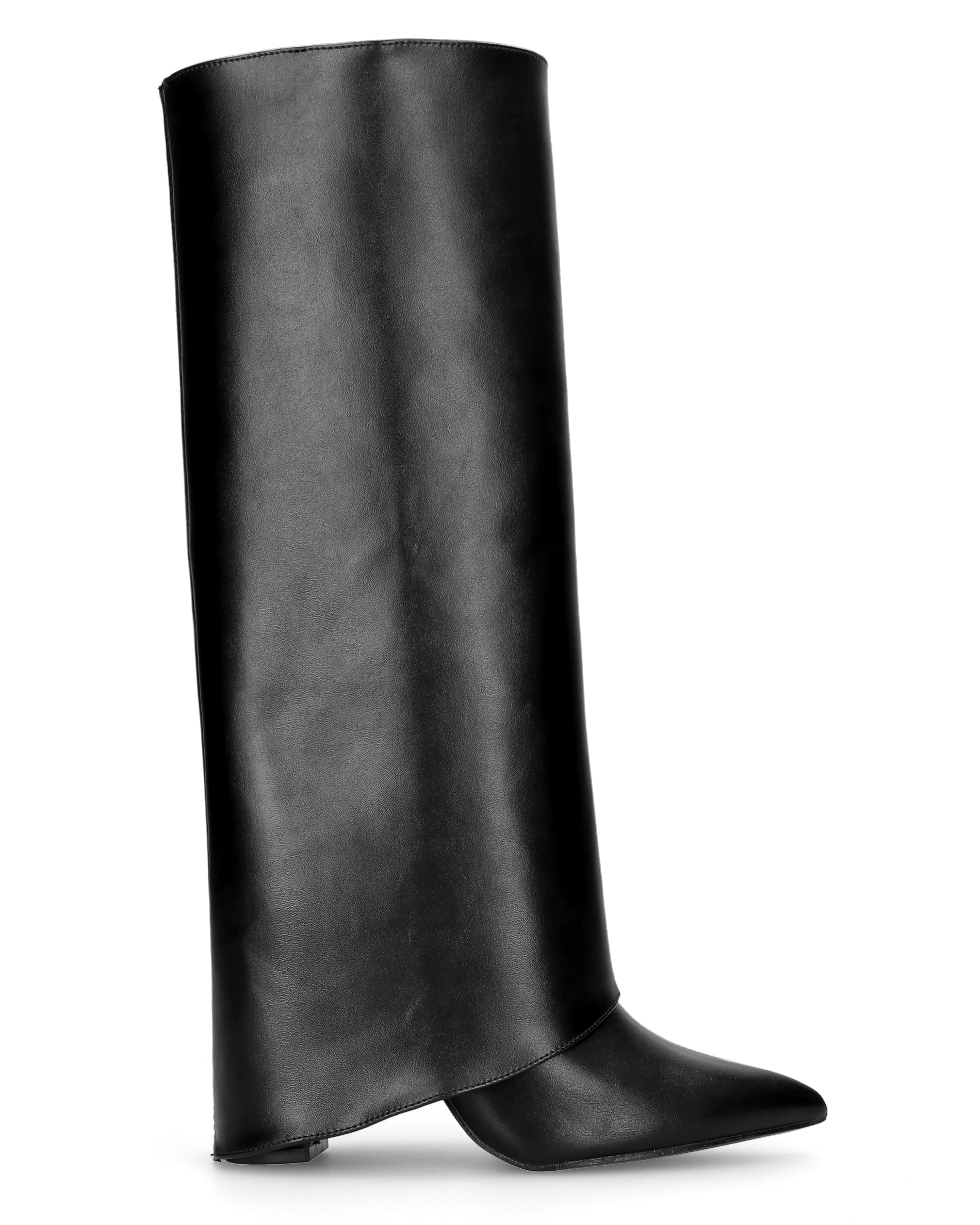 2-in-1 Convertible Knee-High Boots - Black Heeled