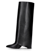 2-in-1 Convertible Knee-High Boots - Black Heeled