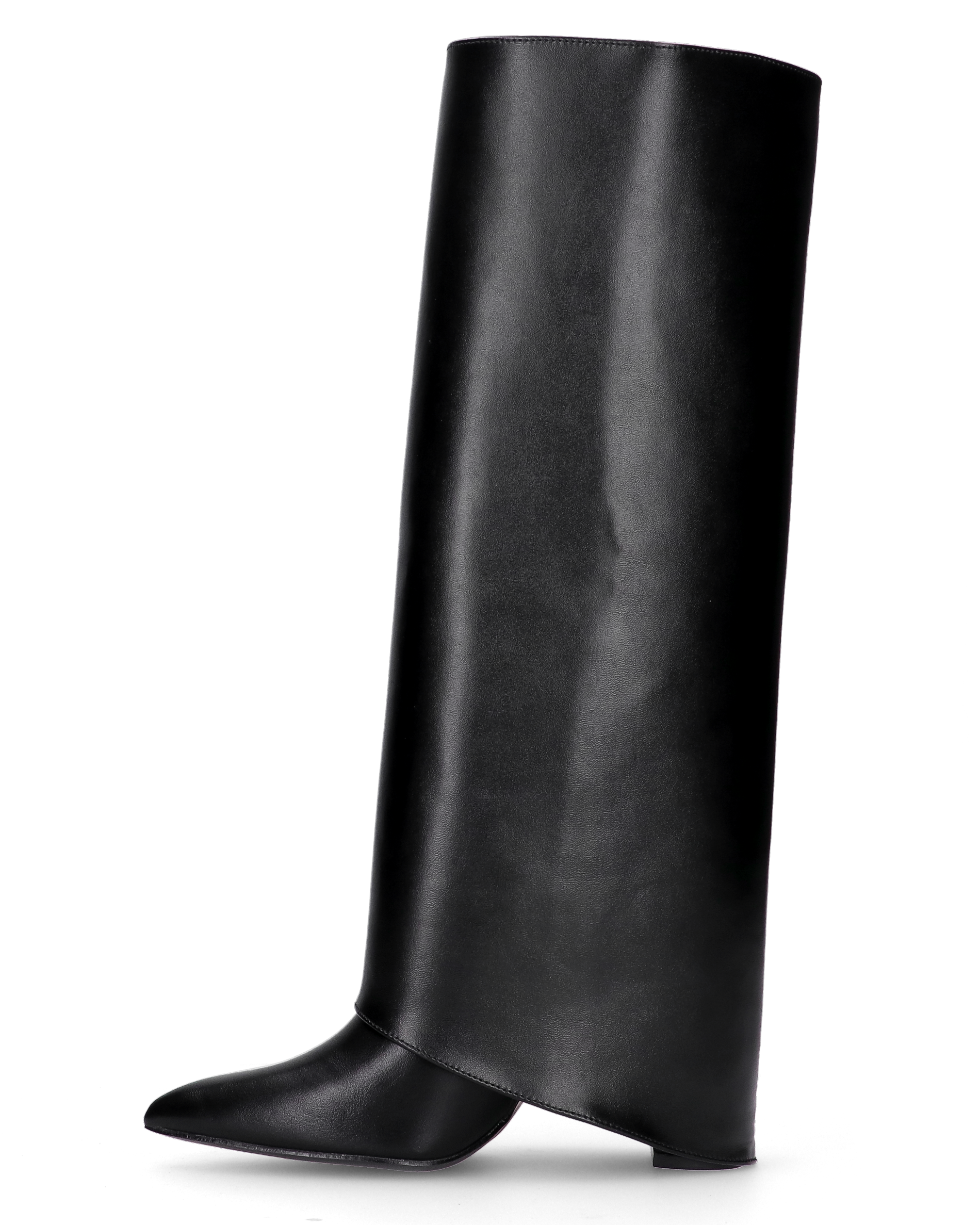 2-in-1 Convertible Knee-High Boots - Black Heeled