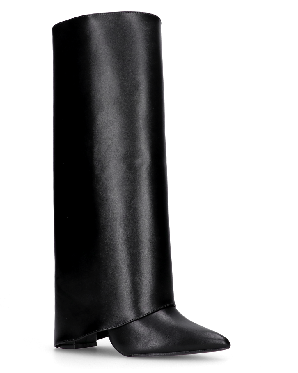 2-in-1 Convertible Knee-High Boots - Black Heeled