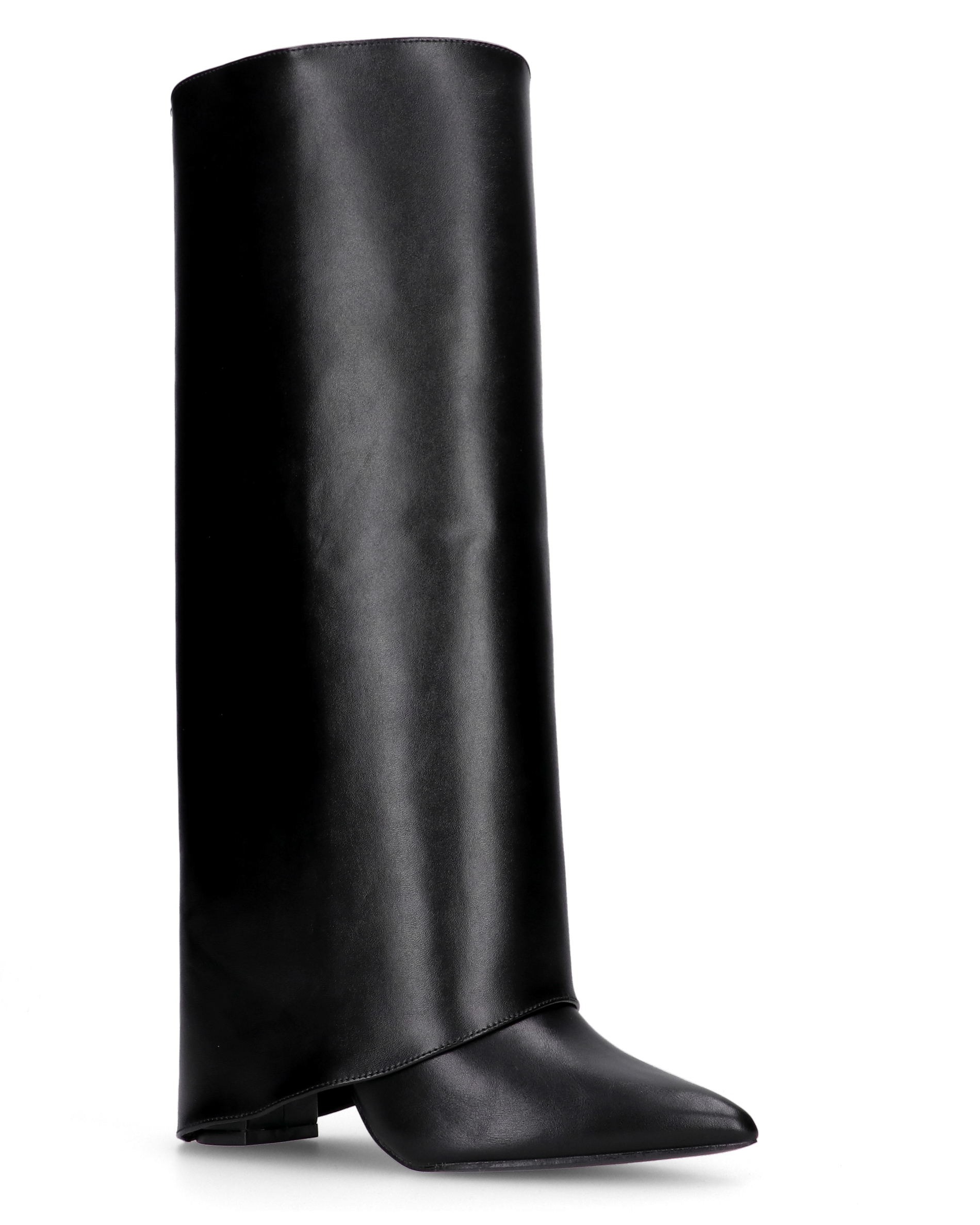 2-in-1 Convertible Knee-High Boots - Black Heeled