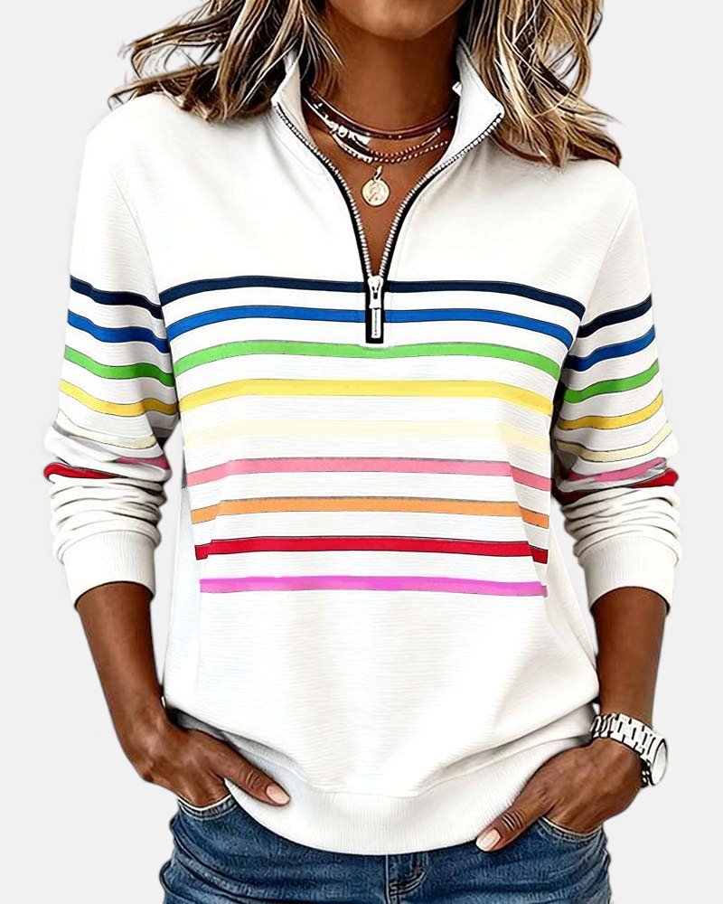 Women's Zip-Neck Sweatshirt – High-Collar Casual Top