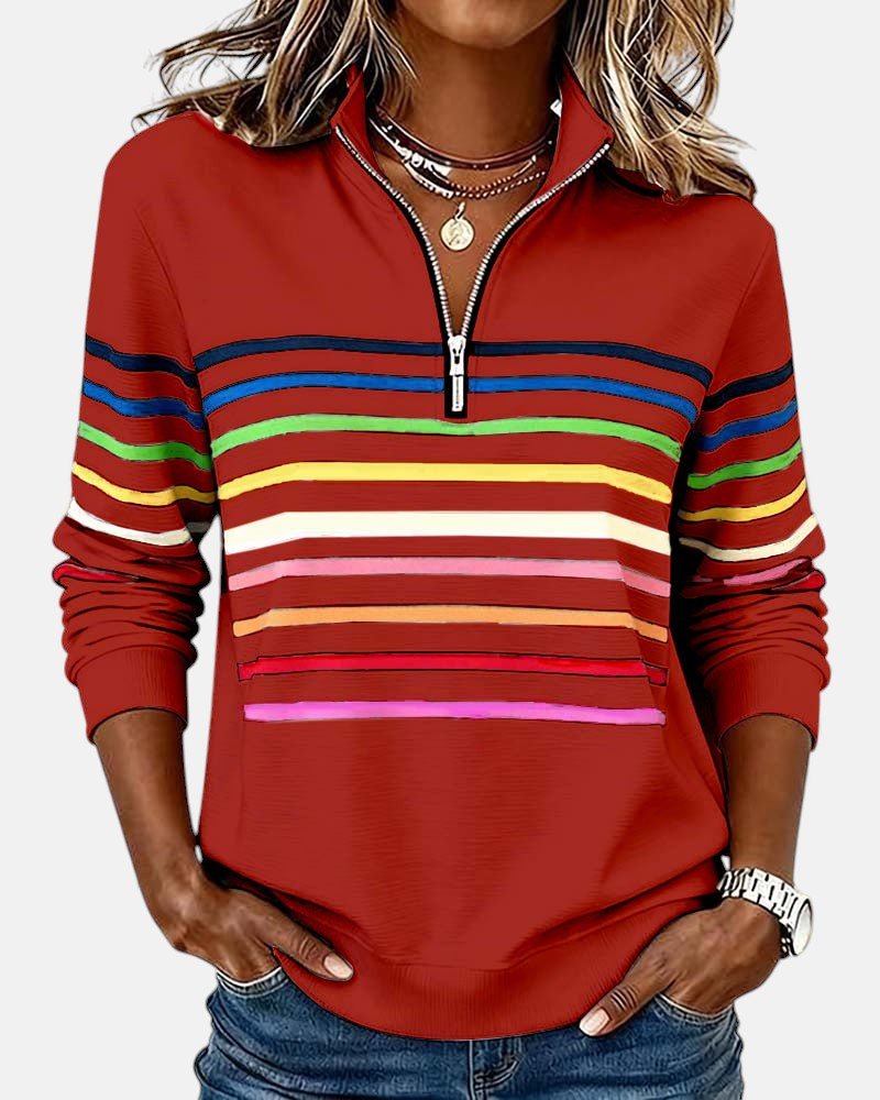 Women's Zip-Neck Sweatshirt – High-Collar Casual Top