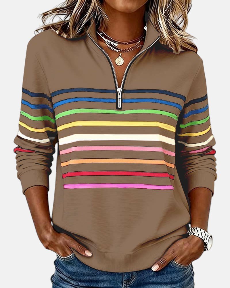 Women's Zip-Neck Sweatshirt – High-Collar Casual Top