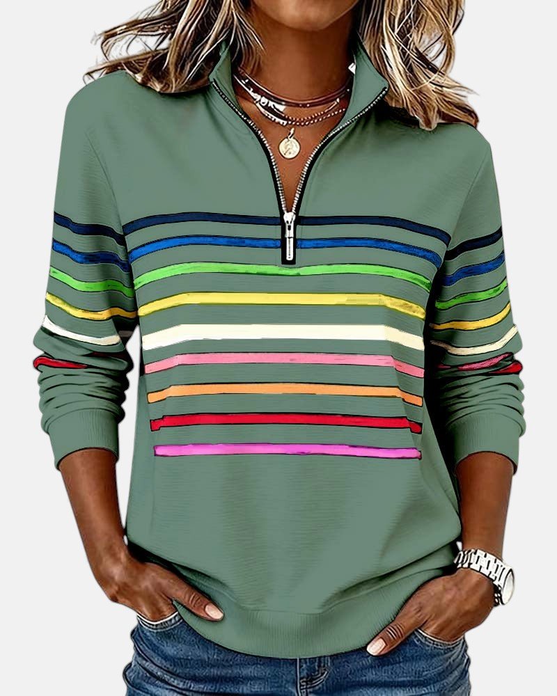 Women's Zip-Neck Sweatshirt – High-Collar Casual Top