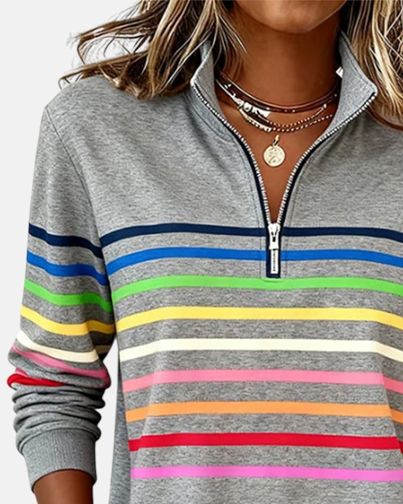 Women's Zip-Neck Sweatshirt – High-Collar Casual Top