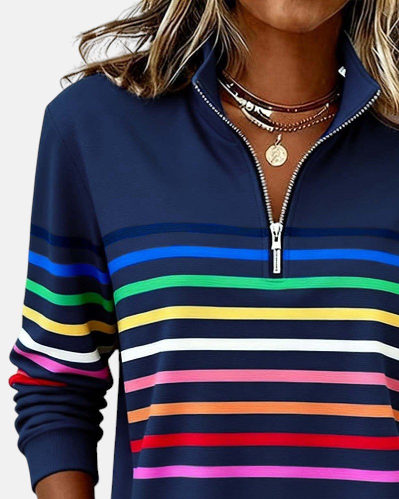 Women's Zip-Neck Sweatshirt – High-Collar Casual Top