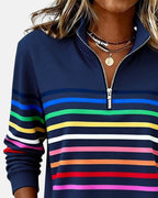 Women's Zip-Neck Sweatshirt – High-Collar Casual Top