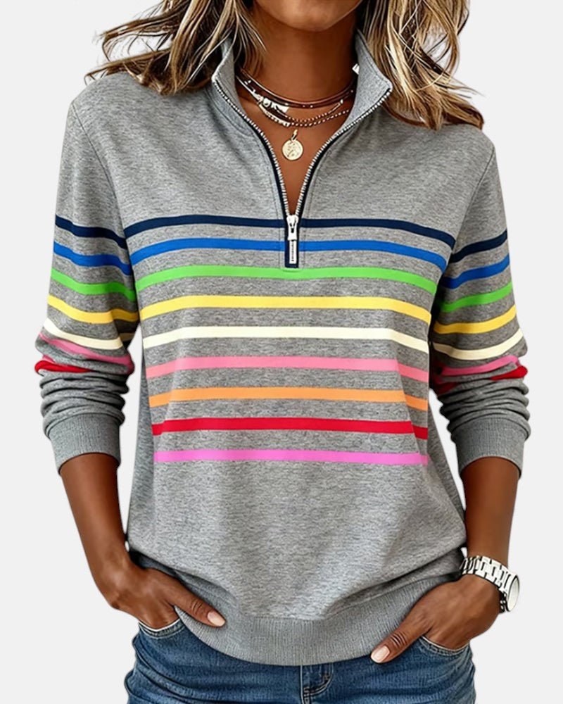 Women's Zip-Neck Sweatshirt – High-Collar Casual Top