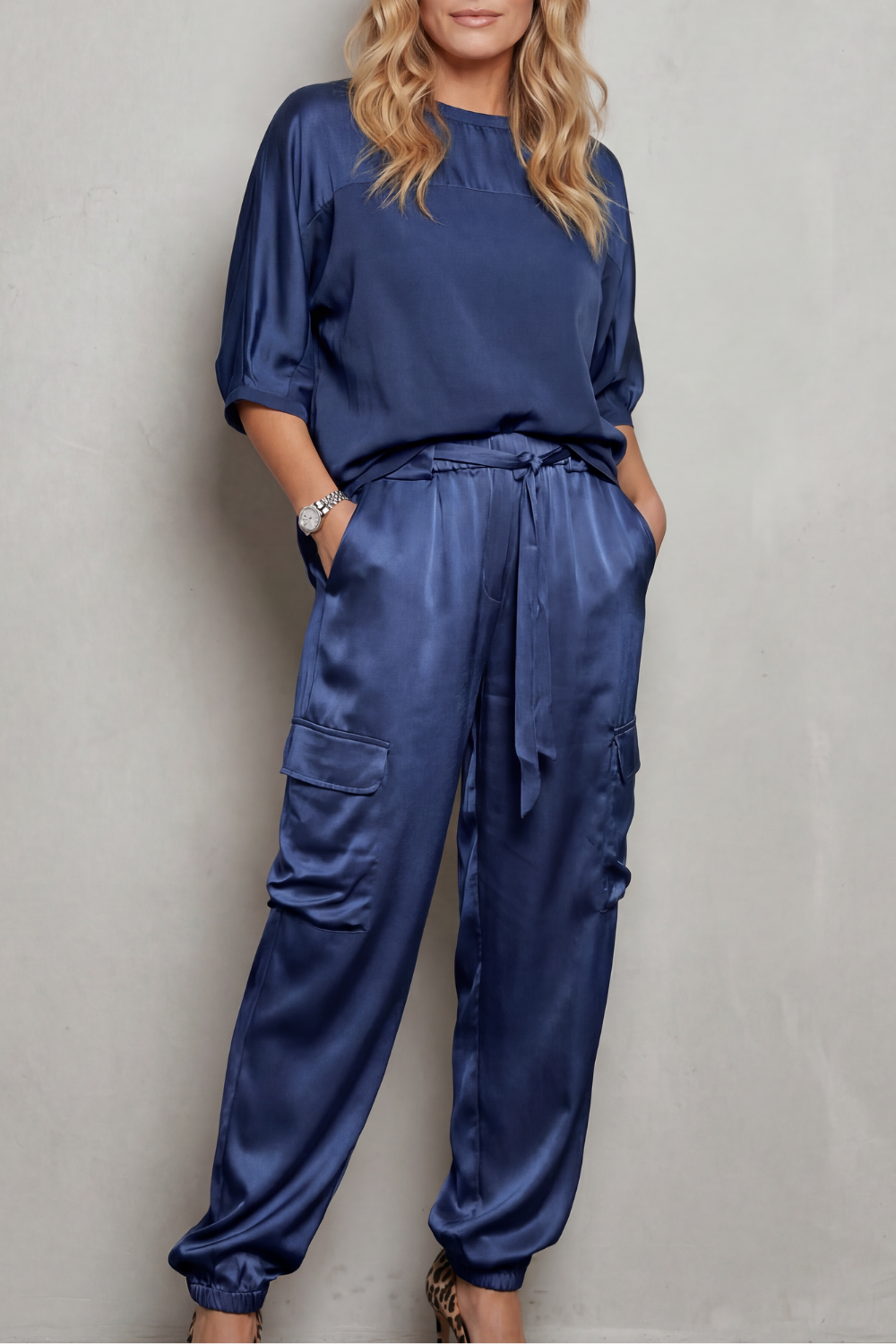 Silky Cargo Short Sleeve Lounge Set