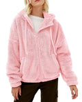 Women's Plush Fleece Zip-Up Hoodie with Adjustable Hood and Pockets