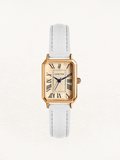Women's Gold Square Watch with Leather Strap – Elegant Quartz Dress Watch