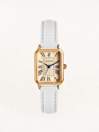 Women's Gold Square Watch with Leather Strap – Elegant Quartz Dress Watch