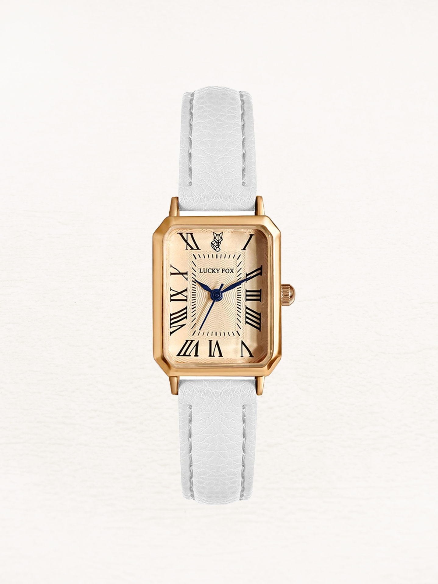 Women's Gold Square Watch with Leather Strap – Elegant Quartz Dress Watch