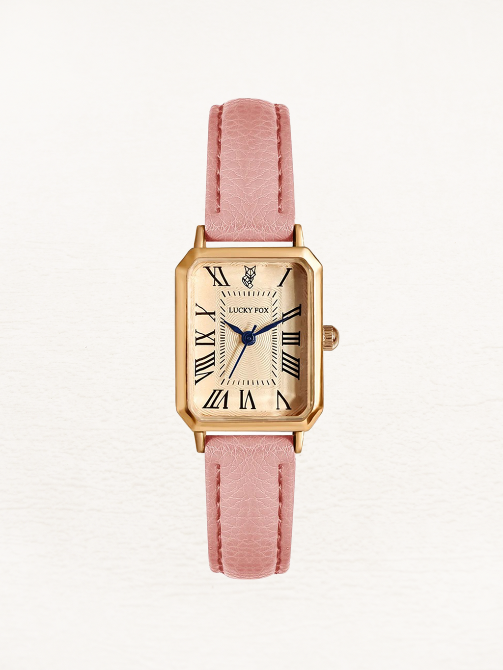 Women's Gold Square Watch with Leather Strap – Elegant Quartz Dress Watch