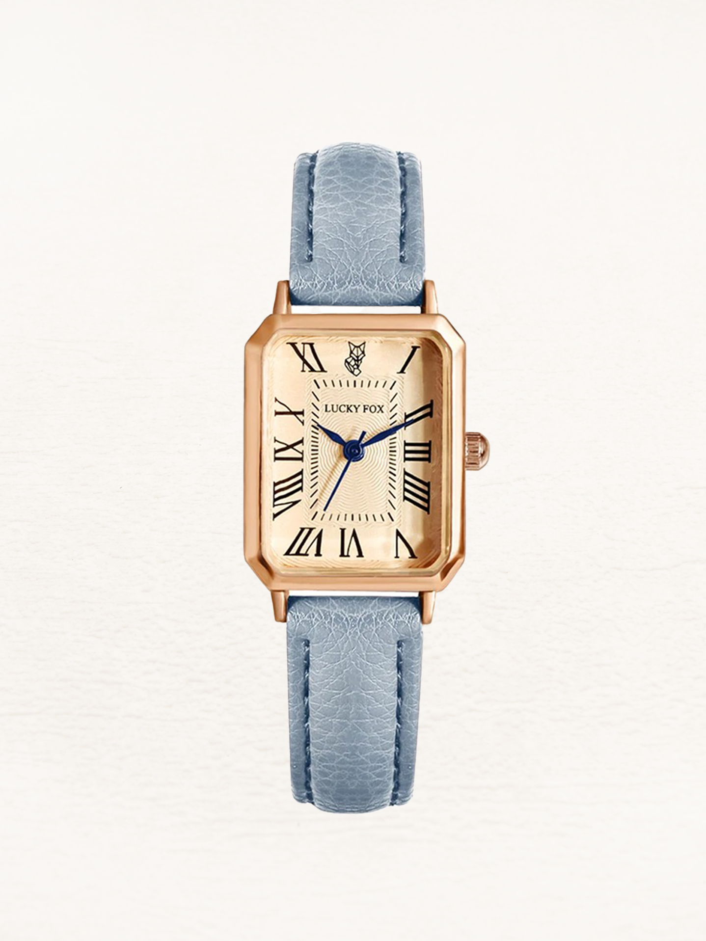 Women's Gold Square Watch with Leather Strap – Elegant Quartz Dress Watch
