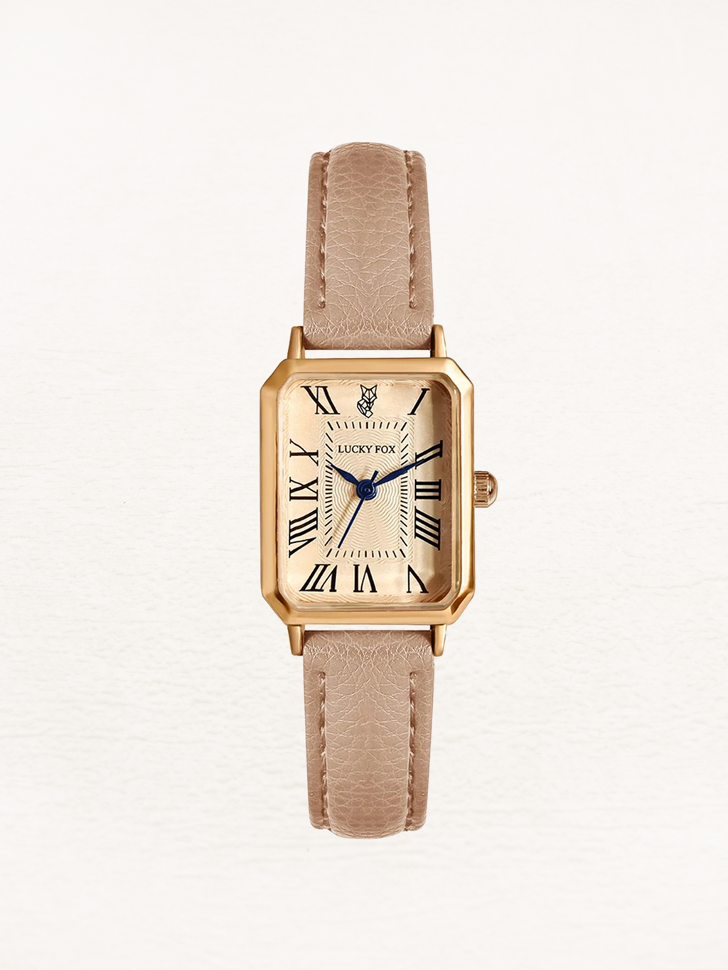 Women's Gold Square Watch with Leather Strap – Elegant Quartz Dress Watch