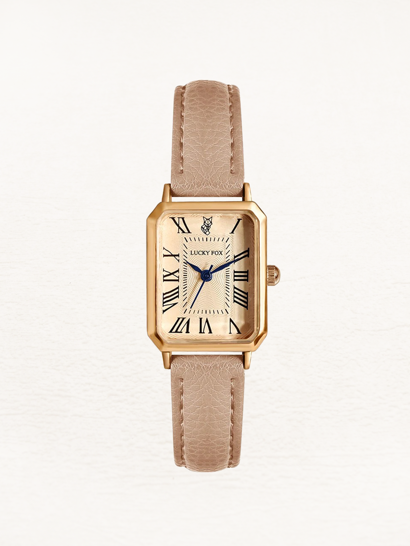 Women's Gold Square Watch with Leather Strap – Elegant Quartz Dress Watch