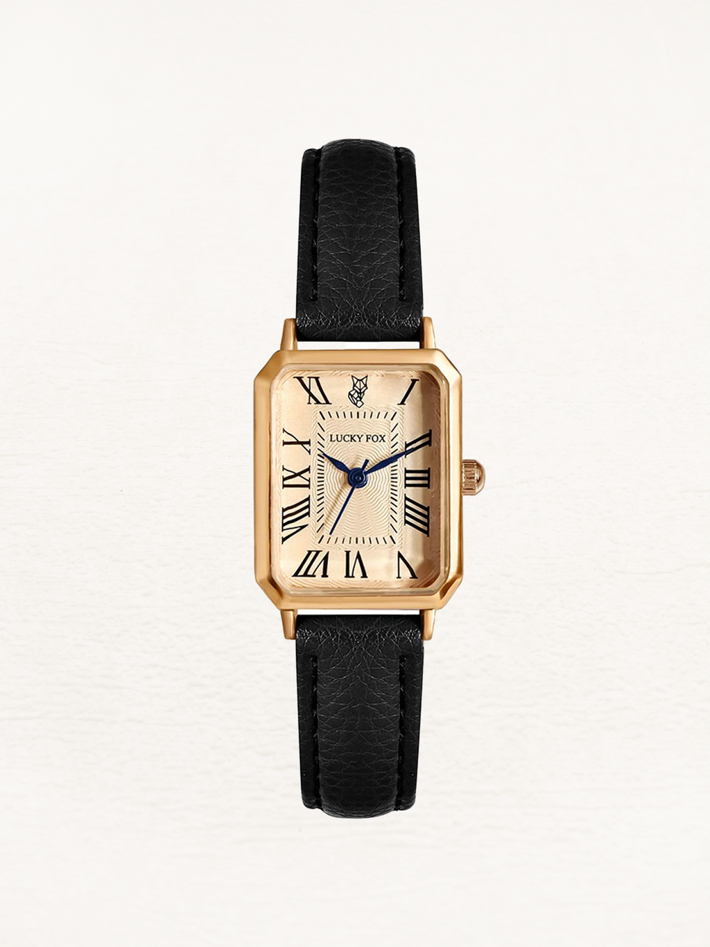 Women's Gold Square Watch with Leather Strap – Elegant Quartz Dress Watch