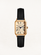 Women's Gold Square Watch with Leather Strap – Elegant Quartz Dress Watch