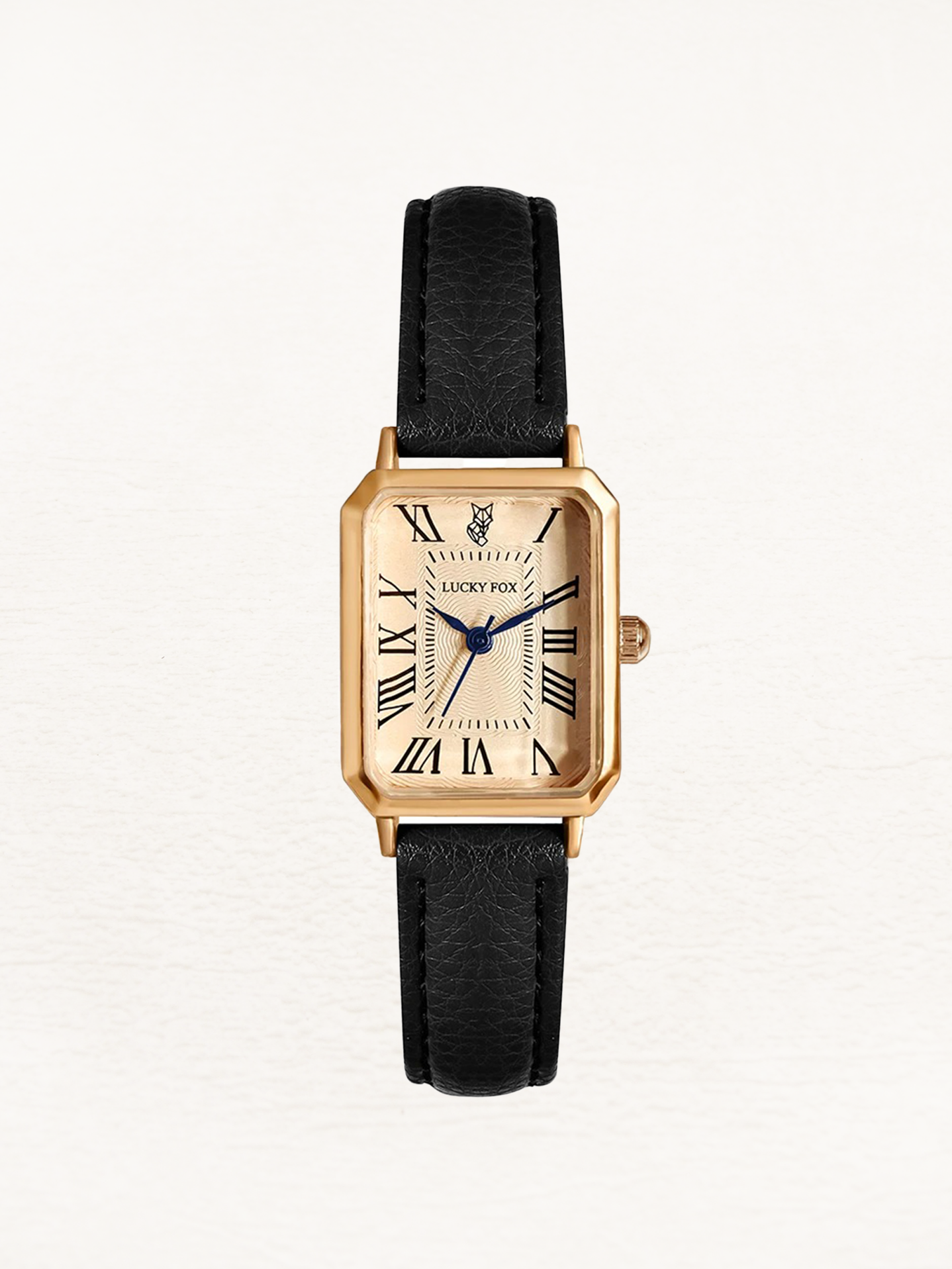 Women's Gold Square Watch with Leather Strap – Elegant Quartz Dress Watch