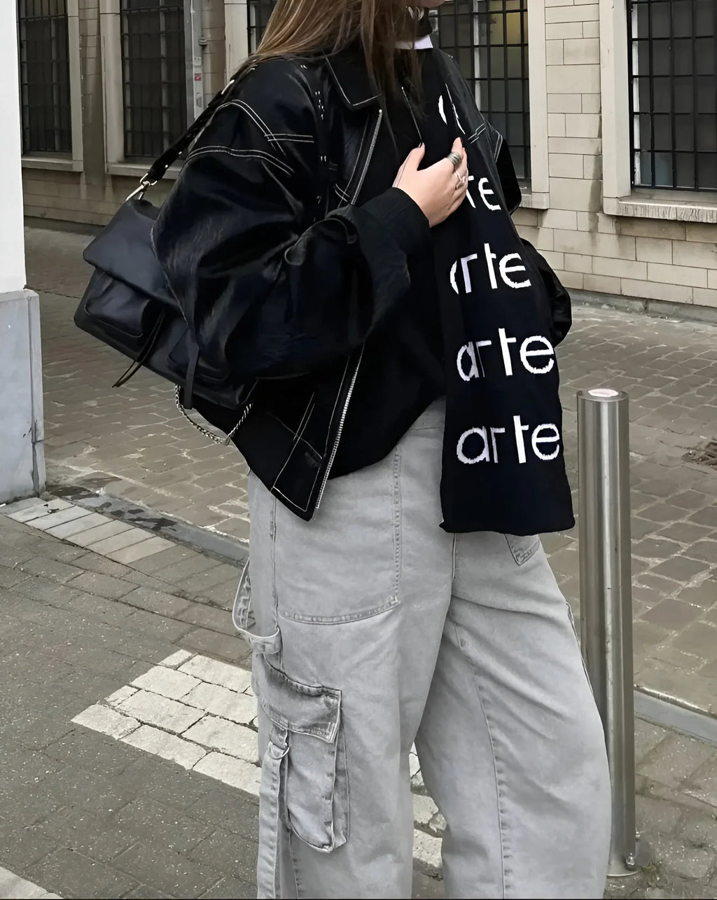 Oversized Faux Leather Jacket with Seam Details – Edgy Statement Jacket
