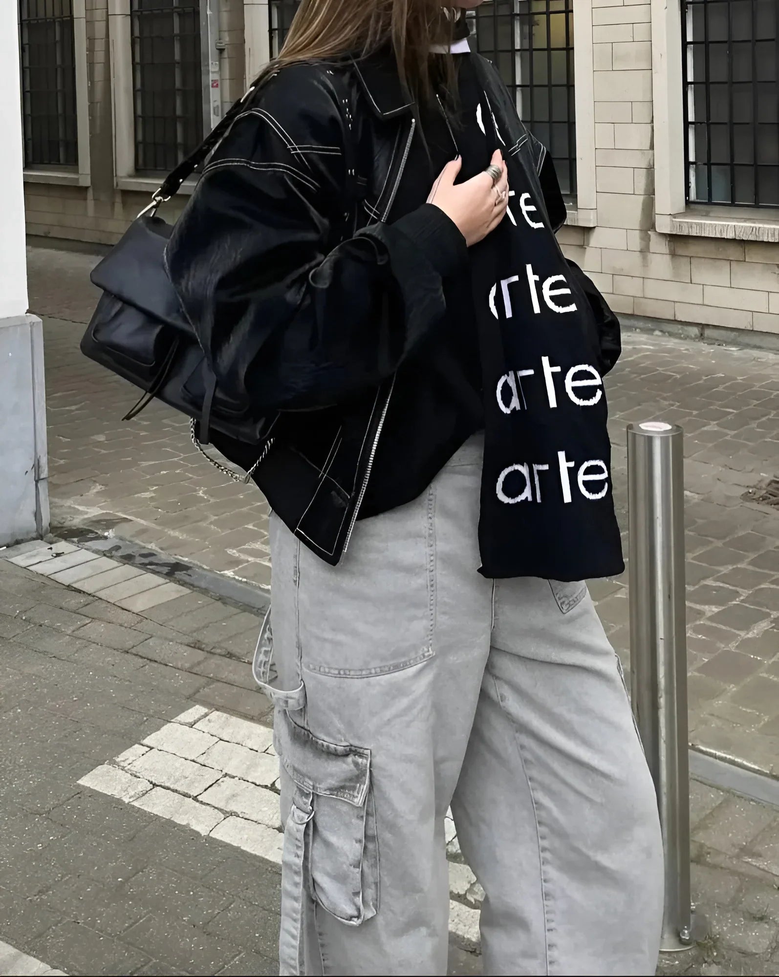 Oversized Faux Leather Jacket with Seam Details – Edgy Statement Jacket