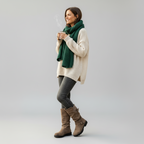 Knit Cuff Ankle Boots with Buckle – Women's Chunky Winter Boots