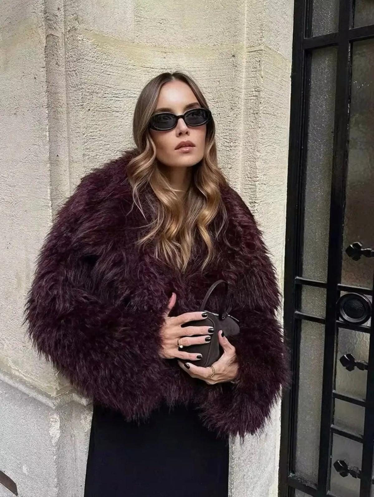 Statement Faux Fur Coat in White or Burgundy