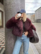 Statement Faux Fur Coat in White or Burgundy