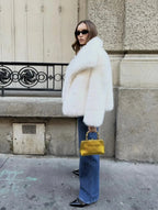 Statement Faux Fur Coat in White or Burgundy