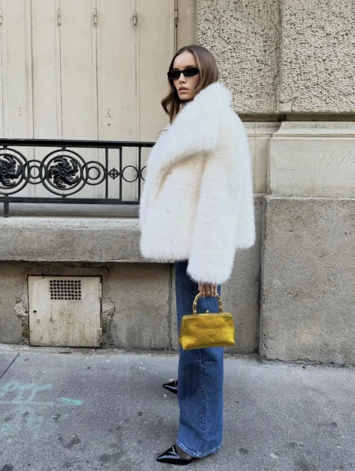 Statement Faux Fur Coat in White or Burgundy