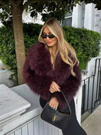 Statement Faux Fur Coat in White or Burgundy