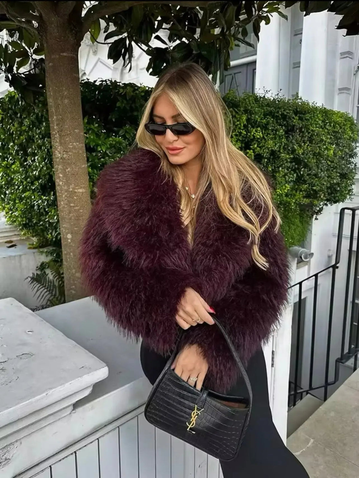 Statement Faux Fur Coat in White or Burgundy