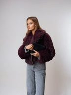 Statement Faux Fur Coat in White or Burgundy