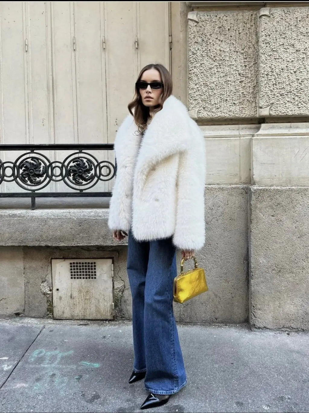 Statement Faux Fur Coat in White or Burgundy