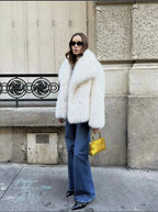 Statement Faux Fur Coat in White or Burgundy