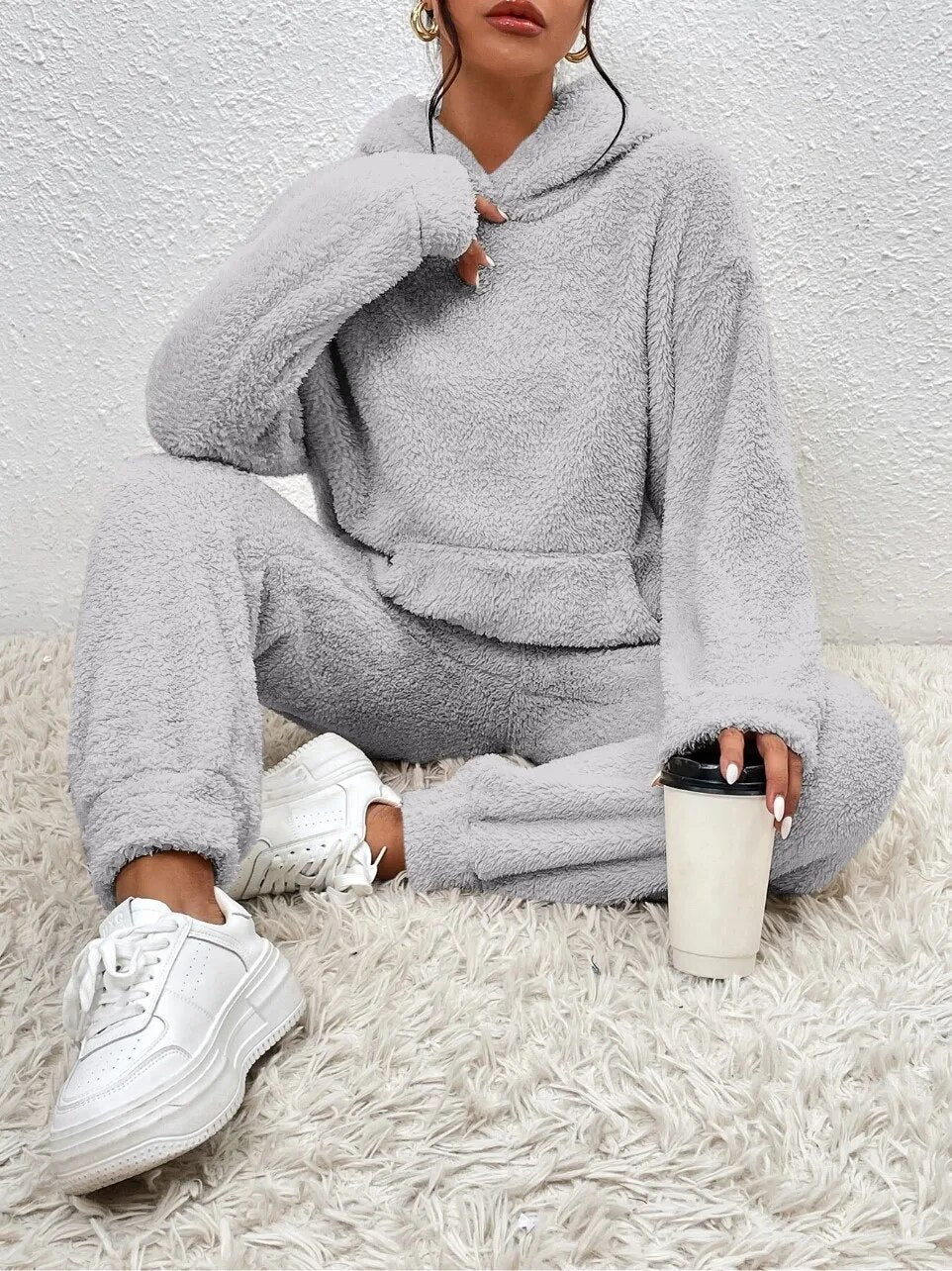 Teddy Fleece Lounge Set – Hoodie and Joggers, 5 Colours
