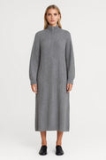 Knitted Midi Dress with Zip Roll Neck – One Size
