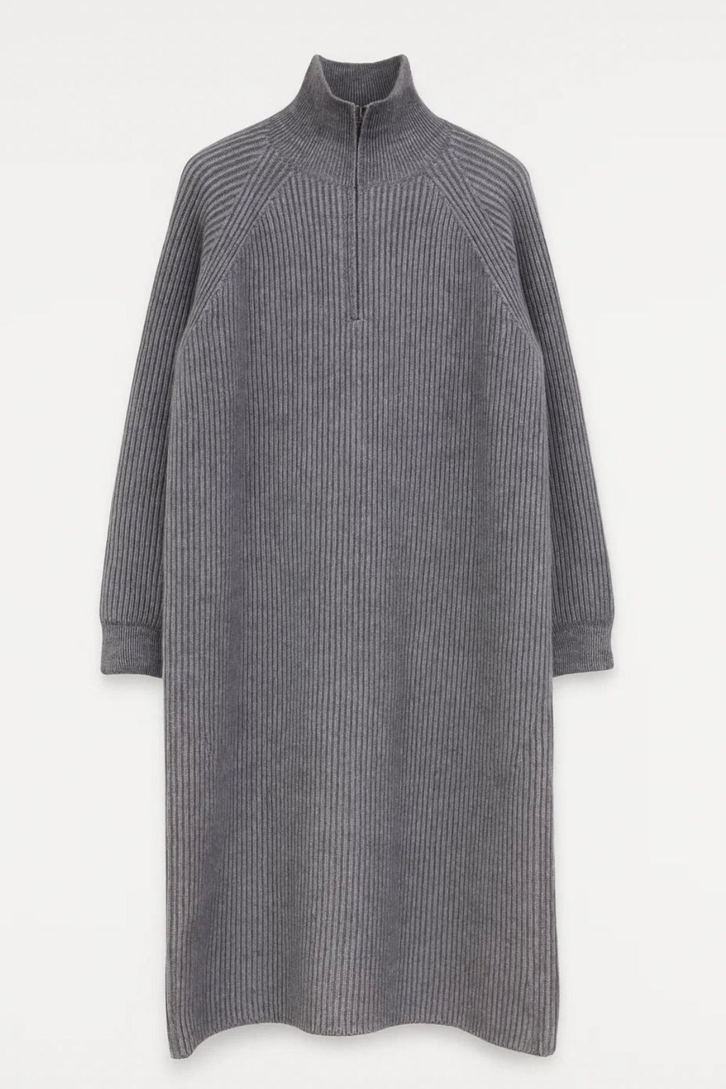 Knitted Midi Dress with Zip Roll Neck – One Size