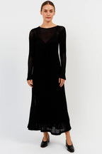 Black Knitted Midi Dress with Sheer Detailing