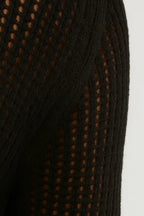 Black Knitted Midi Dress with Sheer Detailing