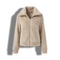 Women's Plush Fleece Zip-Up Jacket with Wide Collar