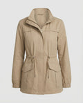 Women's Mid-Length Utility Jacket with Adjustable Drawstring Waist